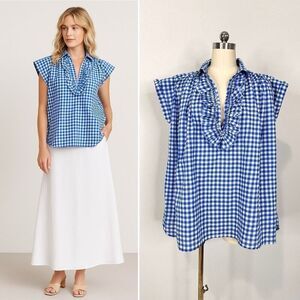 A Shirt Thing Logan Cabo Blue Gingham Shirt Size M Cottagecore 4 July Preppy